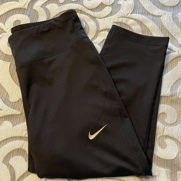 Nike Pants - Womens Nike Running Dri-fit Black Capri Leggings Athletic Pants Size Small EUC